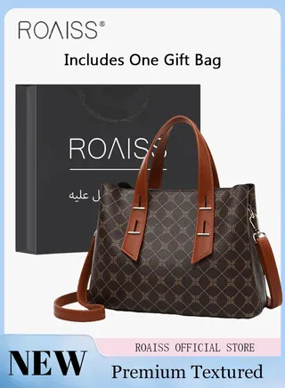 Premium Checkered Pattern Handbag for Women PVC Wear Resistant Large Capacity Casual Commuting Tote Bag Retro Fashion Shoulder Crossbody Bag with Multiple Compartments and Exquisite Hardware 