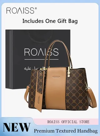Premium Checkered Pattern Handbag for Women PVC Wear Resistant Large Capacity Casual Commuting Tote Bag Retro Fashion Shoulder Crossbody Bag with Multiple Compartments and Exquisite Hardware 