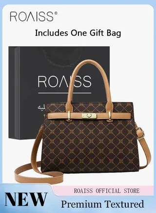 Premium Checkered Pattern Handbag for Women PVC Wear Resistant Large Capacity Casual Commuting Tote Bag Retro Fashion Shoulder Crossbody Bag with Multiple Compartments and Exquisite Hardware 