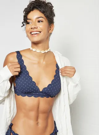 Scallop Edge Bikini Top Blue 