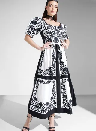 Embroidered Tiered Dress