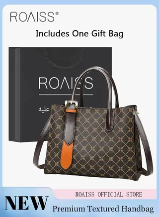 Premium Checkered Pattern Handbag for Women PVC Wear Resistant Large Capacity Casual Commuting Tote Bag Retro Fashion Shoulder Crossbody Bag with Multiple Compartments and Exquisite Hardware 