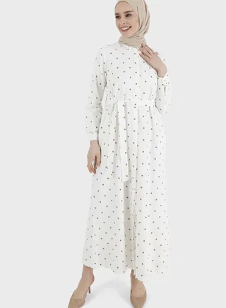 Belt Detail Polka Dot Dress 