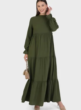 Crew Neck Tiered Dress 