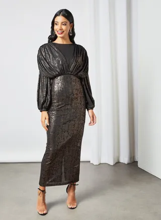 Body Draped Bardot Dress Black 