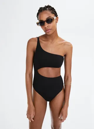 One Shoulder Cut Out Swimsuit 