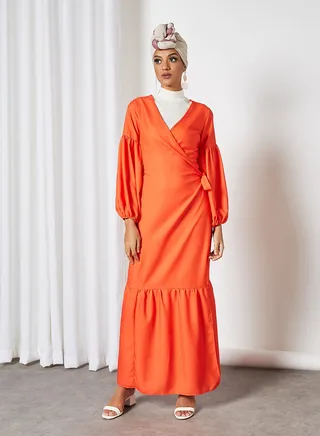 Wrapover Maxi Dress Red 
