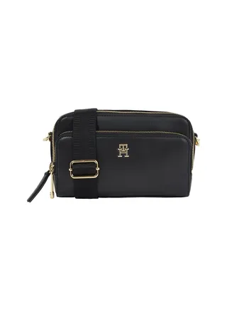 Women's Crossover Iconic Camera Handbag -  Polyurethane, Black 