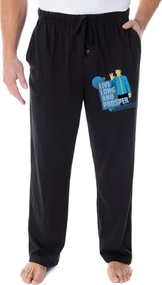 Star Trek Men's The Original Series Spock Live Long And Prosper Pajama Pants (3X) Black