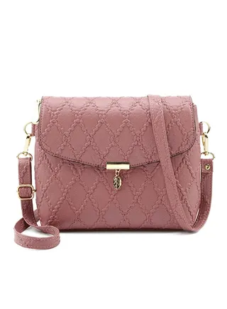 Durable Retro Style crossbody bag Pink/Gold 
