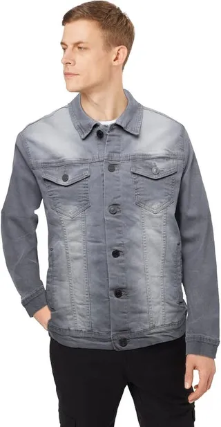 X RAY Medium Washed Casual Trucker Denim Jean Jacket - Grey