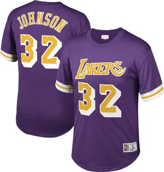 Men's Magic Johnson Purple Los Angeles Lakers Mesh T-shirt