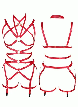 Ring Linked Harness Lingerie Set for Women 
