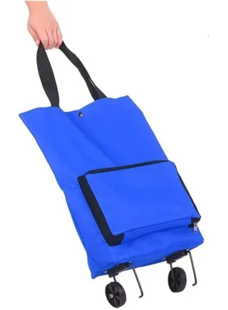 Shopping Bag Trolley With Wheels, Shopping Bag Portable Foldable Luggage Bag Multi-Function Oxford Tote bag Shopping Cart,Blue 