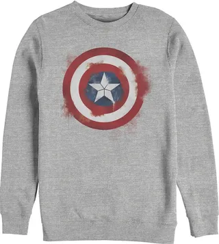 Men's Marvel Avengers: Endgame Cap Smudged Shield Sweatshirt - Athletic Heather - Small