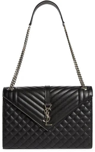 Large Envelope Quilted Calfskin Shoulder Bag