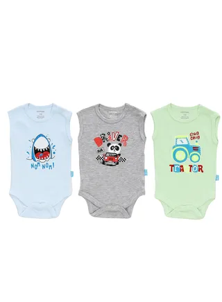 Bundle Of Three Sleeves Snap Closure Bodysuit 