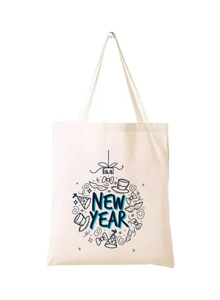Happy New Year with Printed Canvas Cotton Tote Bag - Our Cotton Tote Bags Are Stylish and Perfect for Everyday Use - New Year Shopping Bags 