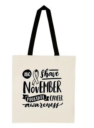 Movember Cotton Jute Bag with black handle bag for Movember, Mobro, No Shave, Mens Health Awareness for fundraising awareness campaigns (Design 9) 
