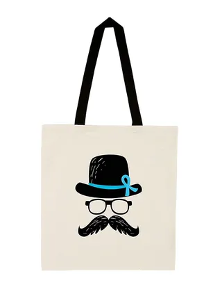 Movember Cotton Jute Bag with black handle bag for Movember, Mobro, No Shave, Mens Health Awareness for fundraising awareness campaigns (Design 4) 