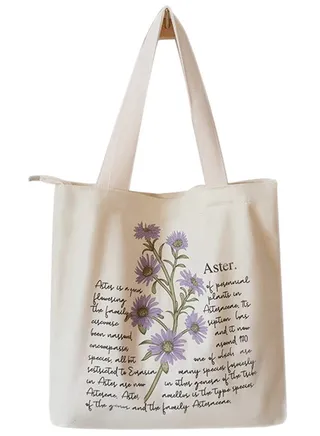 Canvas Tote Bag Strap Reusable Grocery Shopping Cloth Bag Zip Tote Bag Women Eco-Friendly Tote Bag with Handle Washable Fashion Beach Tote Shoulder Bag Women Shopping, School 
