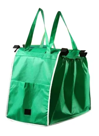 Reusable Large Clip-To-Cart Grocery Shopping Bag Green 