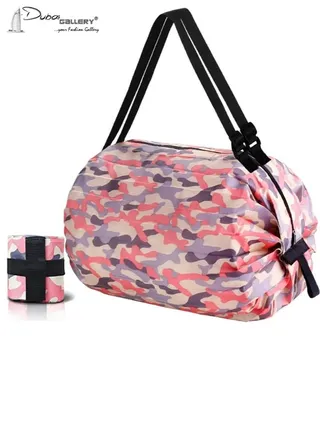 Crystal Zone Folding Shopping Bag with Zipper | Nylon Waterproof Travel Luggage Bag Portable Foldable Shopping Bag | Multiuse Grocery Shoulder Handbag Travel Bag (Assorted Color & Design) 