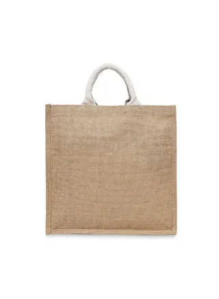 Laminated Jute Tote Bags with Gusset (Natural) Reusable Eco Friendly Shopping Bag (33.02 x 10.16 x 33.02 Cm) Set of 1 Pc 