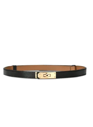 1 Pack Leather Skinny Women Belt, Thin Waist Belt, Women Skinny Leather Belt with Gold Buckle 