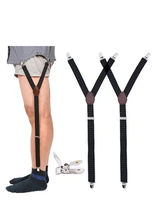 Mens Shirt Stays Military Adjustable Elastic Garter Straps Sock Non-slip Locking Clamps Long-Lasting Shirt Stays Signature Shirt Stays Shirts Holder for Men (Y-Style, Select Series) 