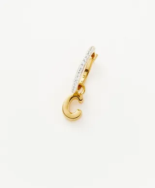 Initial Single Charm Hoop Earring - Initial C | 18ct Gold Plated Vermeil