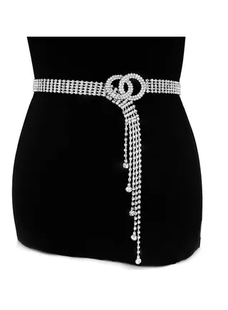 Crystal Waist Belt for Women, Rhinestone Chain Belt, O-Ring Waistband Belt, Made of Alloy and Rhinestones, Adjustable Metal Base, for Work or Evening out Dresses, Perfect Gift Choice 