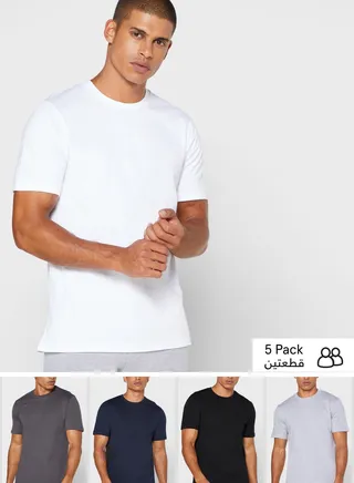 5 Pack Essential Crew Neck T-Shirts