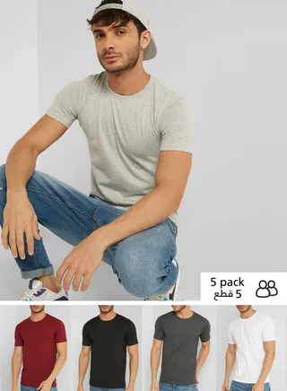 5 Pack Essential Crew Neck T-Shirt