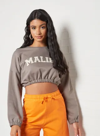 Malibu Cropped Sweatshirt Anthracite 