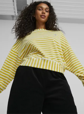 DOWNTOWN Womens Velour Crewneck Sweatshirt 