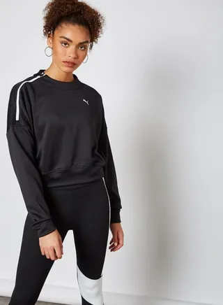 Train Brave Zip Crew Sweatshirt Puma Black 
