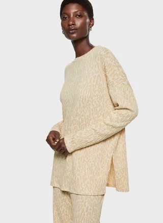 Leopard Print Crew Neck Sweatshirt 