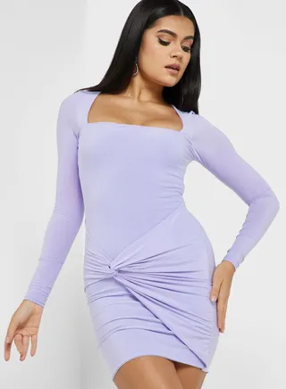Square Neck Knot Detail Dress 