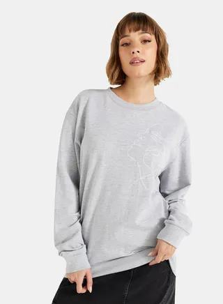 Abstract Print Sweatshirt Grey 