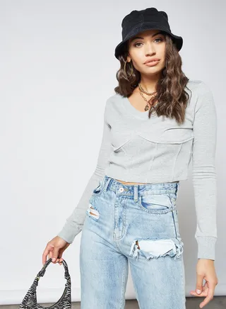Seam Detail Sweatshirt Grey 