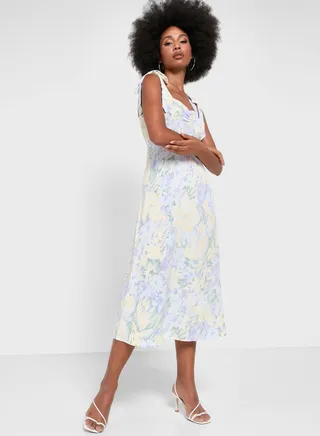 Sweetheart Neck Printed Dress 