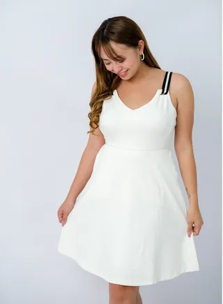 Women’s Retro Vintage Spaghetti Strap Cocktail Swing Dresses in New Cream 
