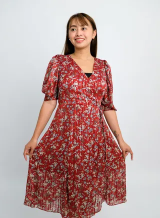 Women’s Floral Design Pull On Dress in Rosa Flower AOP 
