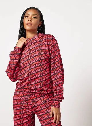 Graphic Wordmark Print Sweatshirt Multicolour 
