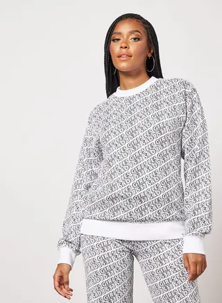 All-Over Print Sweatshirt White 