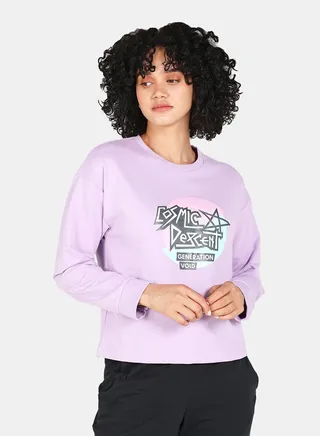 Casual Graphic Printed Crew Neck Regular Fit Sweatshirt Orchid Bloom 