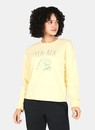 Casual Graphic Printed Crew Neck Regular Fit Sweatshirt Mellow Yellow 