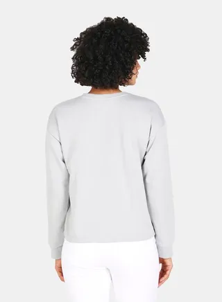 Slogan Print Crew Neck Crop Sweatshirt Grey 
