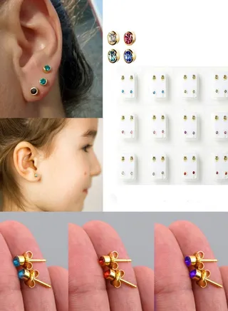 Set of three sterelized medical small earings piercing for girls and babies 